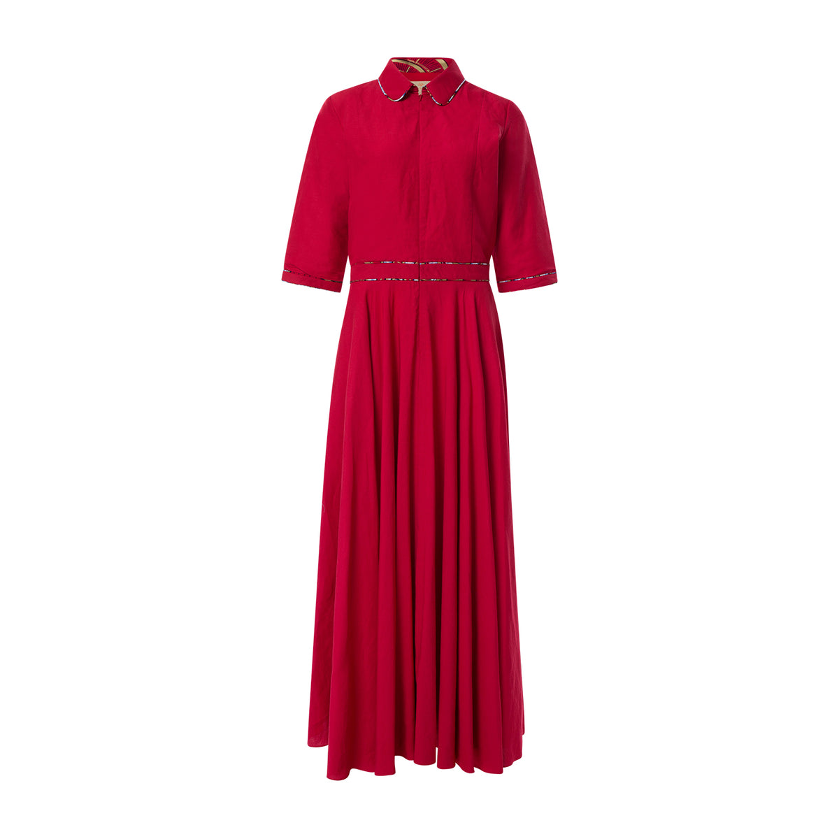 Effie Linen Pipped Maxi Dress - Red – Winifred Mills